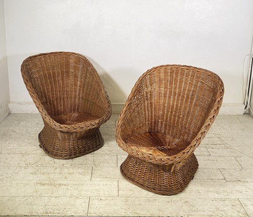 Coppia poltrona vintage - coppia, rattan