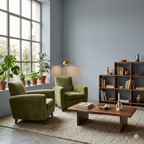 Poltrone vintage velluto verde - poltrone,