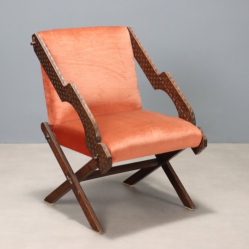 Poltrona vintage legno tessuto - poltrona,